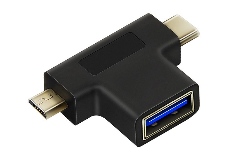 CABLETIME αντάπτορας USB σε USB-C & micro USB CT-3IN1-AB, 5Gbps, μαύρος 2352