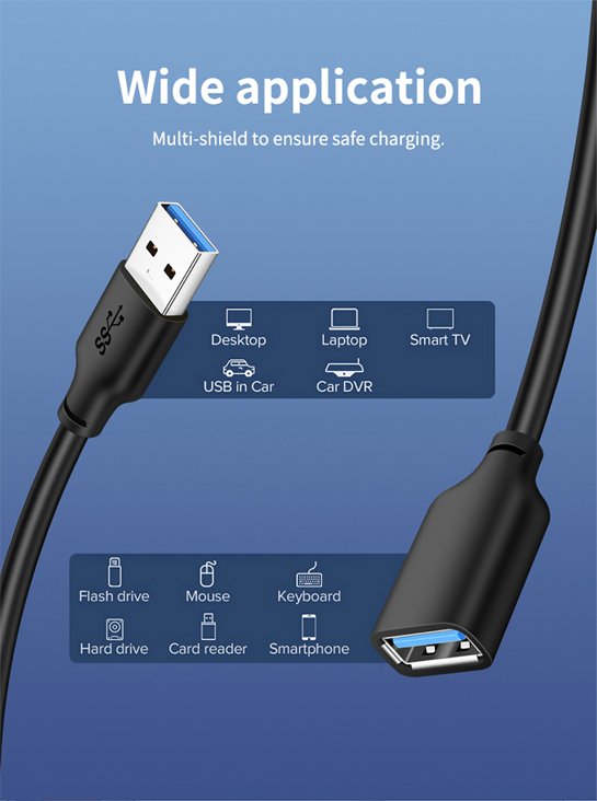 kalodio proektasis USB CT-AMAFN, 5Gbps, 1m, mayro 2357 1m