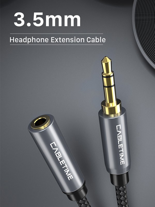 CABLETIME προέκταση καλωδίου ήχου 3.mm CT-P11F, AUX, 1.8m, μαύρο 2395 - Image 2