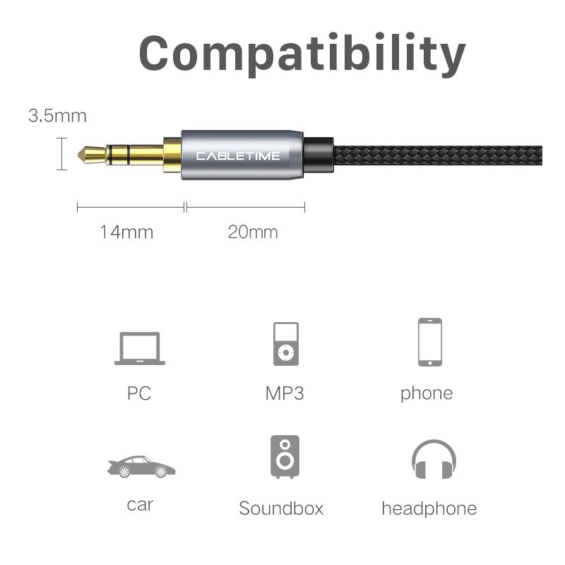 CABLETIME προέκταση καλωδίου ήχου 3.mm CT-P11F, AUX, 1.8m, μαύρο 2395 - Image 4