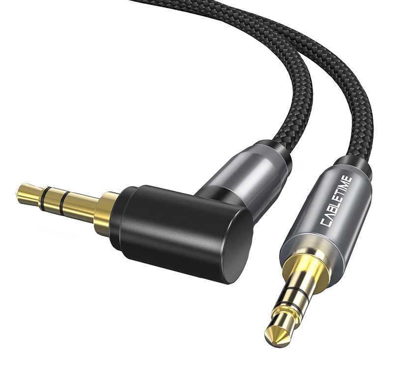 CABLETIME καλώδιο ήχου 3.mm CT-P11RGN, γωνιακό, AUX, 1.8m, μαύρο 2397