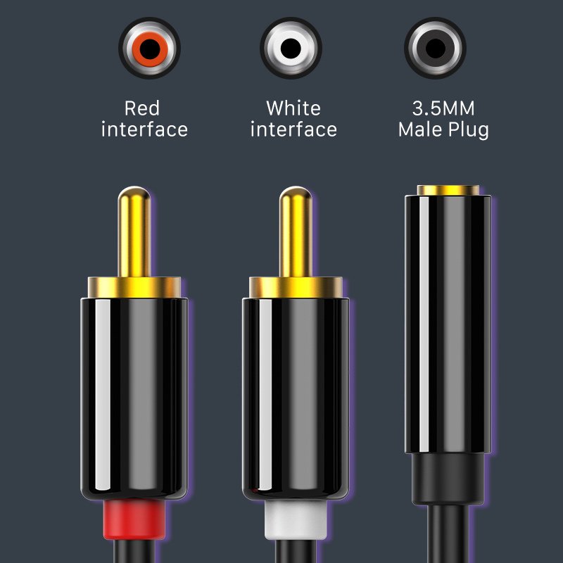 CABLETIME καλώδιο ήχου 3.mm σε 2x RCA CT-H12G, 20cm, μαύρο 2599 - Image 4