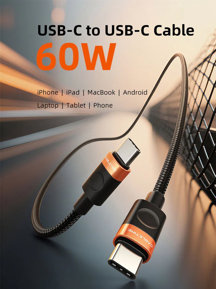 kalodio USB-C CT-CM60, 60W, 480Mbps, 1m, mayro 60 watt