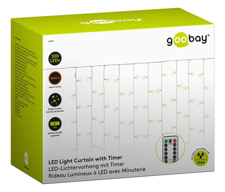 GOOBAY LED λαμπάκια κουρτίνα , 3000K, 4.1m, IP44, USB, 300 LED 3224 - Image 4