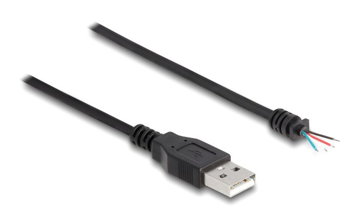 DELOCK καλώδιο USB  με ελεύθερα άκρα, 28 AWG, 1m, μαύρο 3582