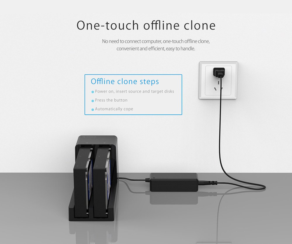 ORICO docking station για 2.5" ή 3.5" SATA HDD/SSD 6528US3-C, 2 θέσεων, 5Gbps, clone function, μαύρο - Image 5
