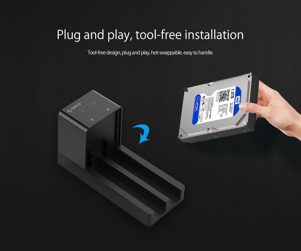 ORICO docking station για 2.5" ή 3.5" SATA HDD/SSD 6528US3-C, 2 θέσεων, 5Gbps, clone function, μαύρο - Image 7