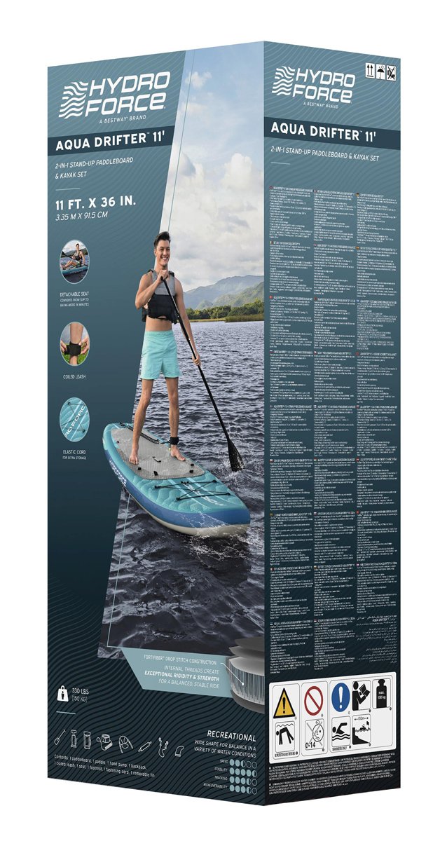 BESTWAY φουσκωτή σανίδα SUP/kayak Oceana 6532D με αποσπώμενο κάθισμα, 335x91.5x15cm, μπλε - Image 3