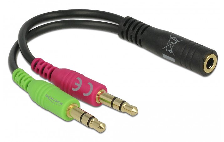 DELOCK καλώδιο 3.5mm σε 2x 3.5mm , CTIA, 12cm, μαύρο 2715