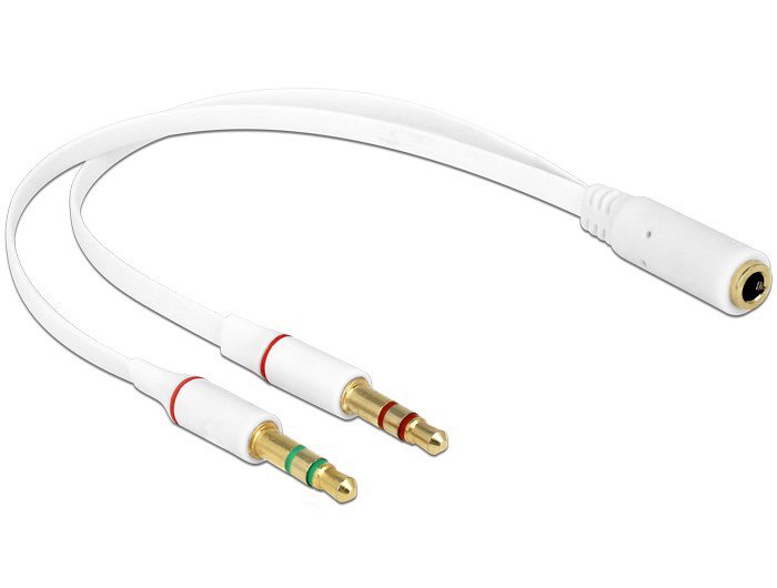 DELOCK καλώδιο 3.5mm 4-pin jack σε 2x 3.5m 3-pin , λευκό 636