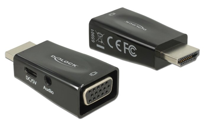 DELOCK αντάπτορας HDMI σε VGA  με 3.5mm, 1080p/60Hz, μαύρος 2721