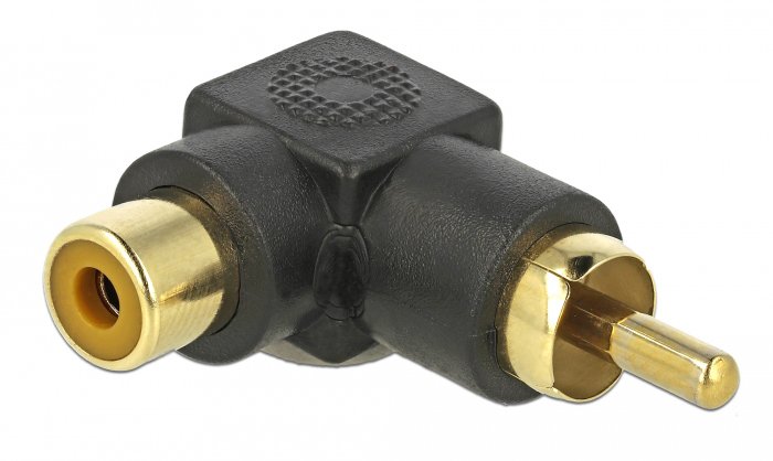 DELOCK αντάπτορας  RCA αρσενικό σε RCA θηλυκό, γωνιακός, μαύρος 1311