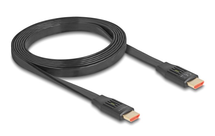DELOCK καλώδιο HDMI , flat, 8K/60Hz, 48 Gbps, eARC, HDR, 2m, μαύρο 7126 - Image 2