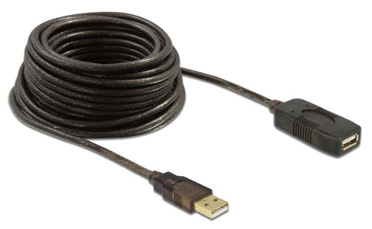 DELOCK καλώδιο USB 2.0 αρσενικό σε θηλυκό , active, 10m, μαύρο 2725