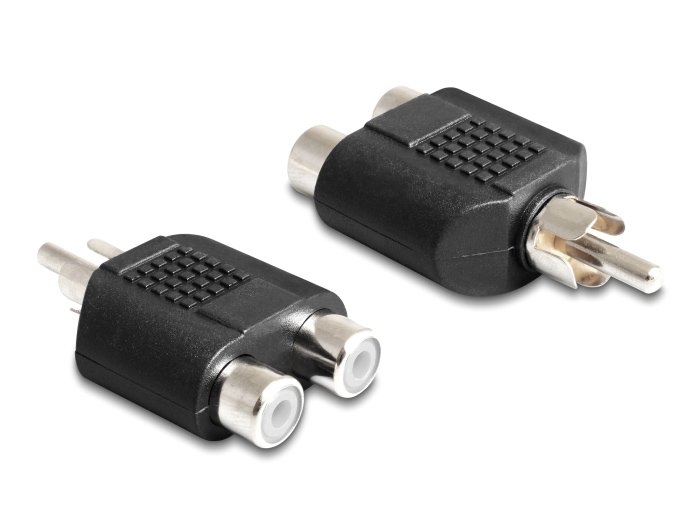 DELOCK αντάπτορας από 2x RCA θηλυκό σε 1x RCA αρσενικό , μαύρος 637