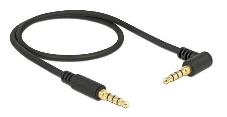 DELOCK καλώδιο Jack stereo σε Jack stereo 4pin 3.5mm, 90°, μαύρο, 0.5m 984
