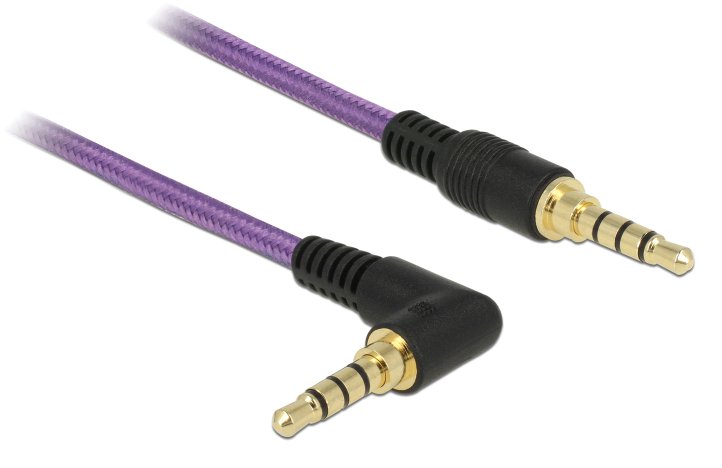 DELOCK καλώδιο Jack stereo σε Jack stereo 4pin 3.5mm, 90°, μωβ, 1m 974