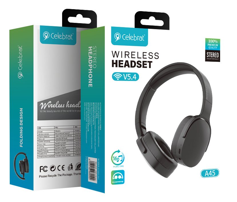headphones A45, asyrmata & ensyrmata, micro SD, 40mm, 250mAh, mayra Bluetooth