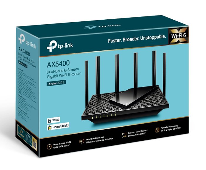 Router rcher X73, WiFi 6, 5400Mbps X5400, Dual Band, Ver. 1.0 3612 Router 5