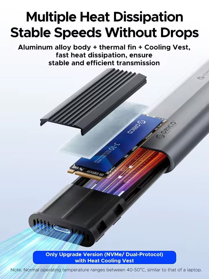 ORICO θήκη για M.2 NVME/NGFF SSD AXM2S-G2, 10Gbps, tool free, γκρι - Image 4