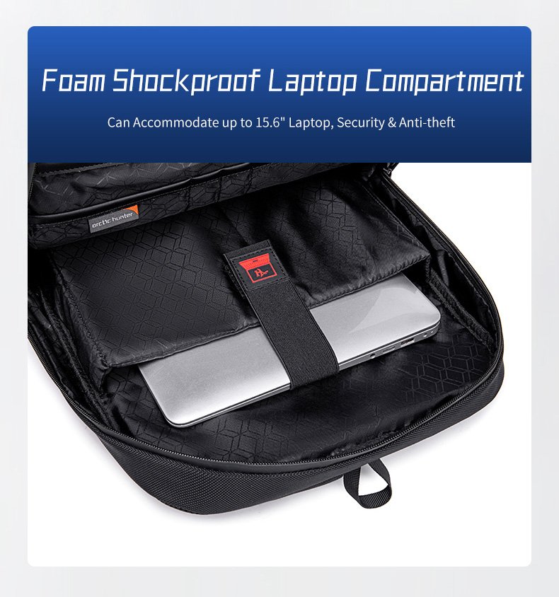 ARCTIC HUNTER τσάντα πλάτης B00111 με θήκη laptop 15.6", 20L, μαύρη - Image 4