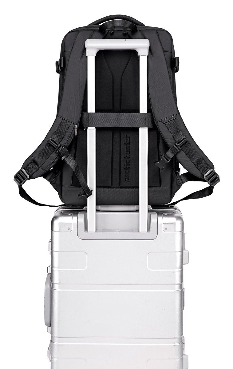ARCTIC HUNTER τσάντα πλάτης B00866 με θήκη laptop 15.6", αεροστεγής θήκη, 35.5L/49.5L, μαύρη - Image 4