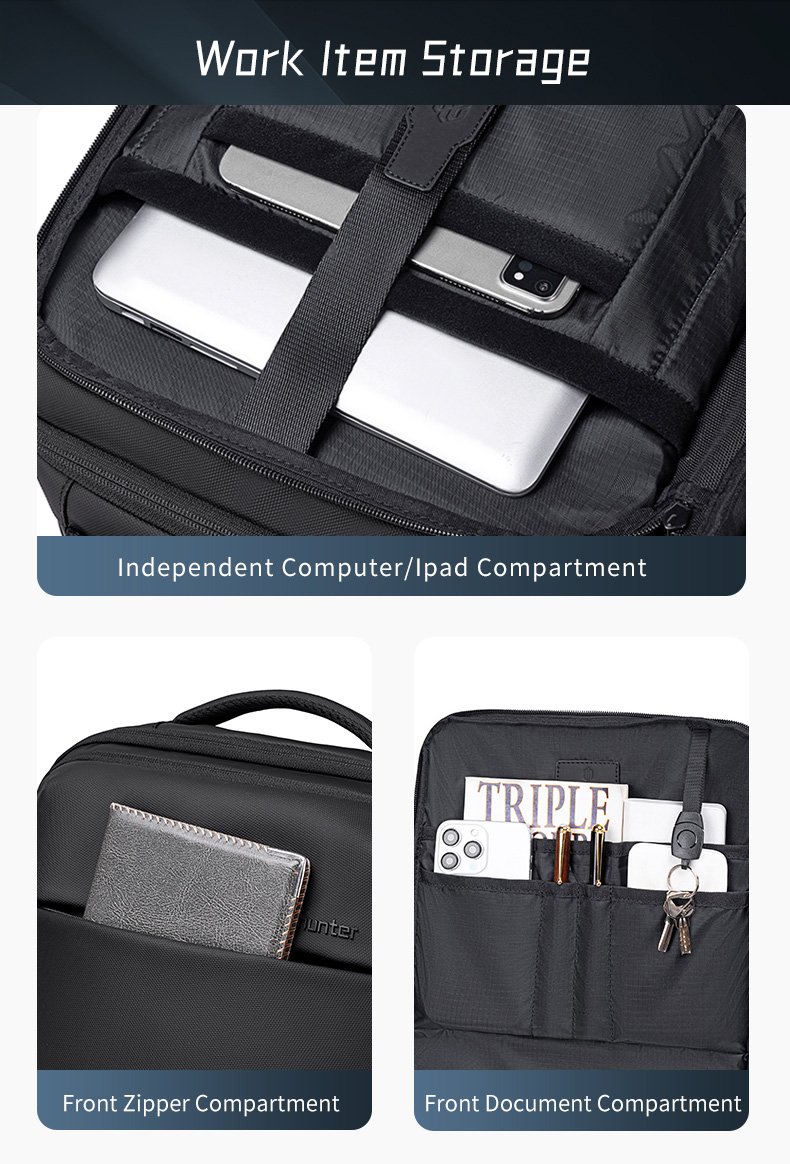 ARCTIC HUNTER τσάντα πλάτης B00866 με θήκη laptop 15.6", αεροστεγής θήκη, 35.5L/49.5L, μαύρη - Image 9