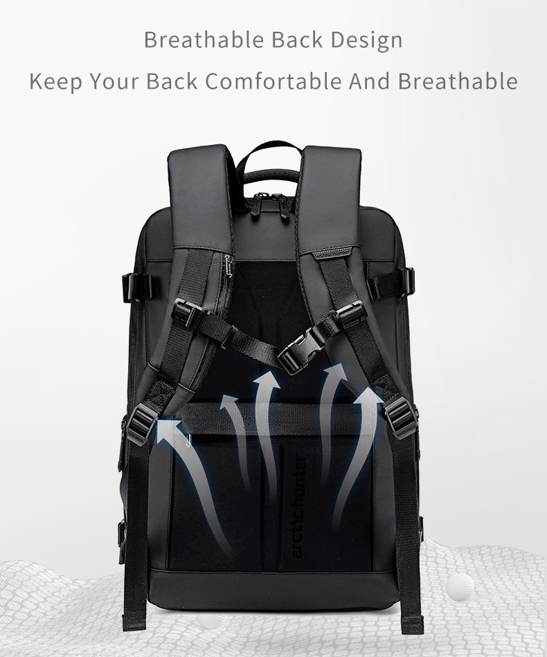 ARCTIC HUNTER τσάντα πλάτης B00866 με θήκη laptop 15.6", αεροστεγής θήκη, 35.5L/49.5L, μαύρη - Image 11