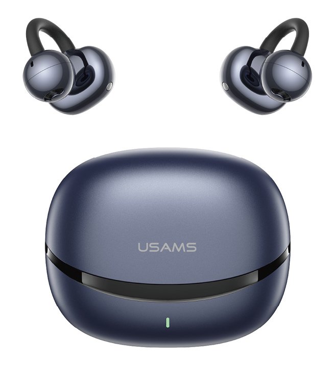USAMS earphones με θήκη φόρτισης Echo R03, OWS, Φ11mm, 40/300mAh, μπλε
