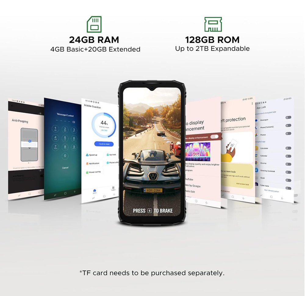 smartphone Blade 10 Energy, 6.56", 4/128GB, 6150mAh, IP68/IP69K/MIL-STD-810H, mayro 4GB