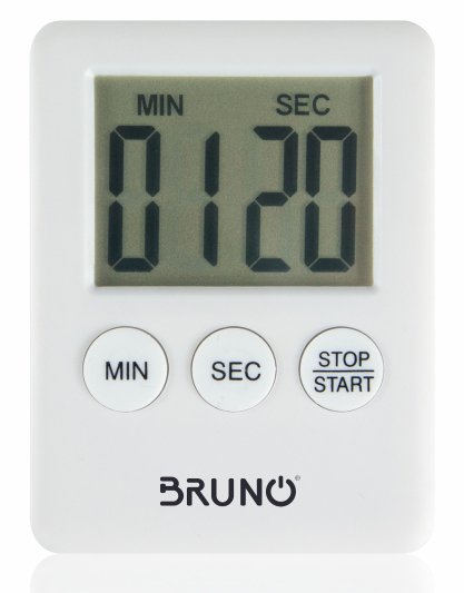BRUNO χρονόμετρο & αντίστροφη μέτρηση , LCD, με μαγνήτη, λευκό 2493