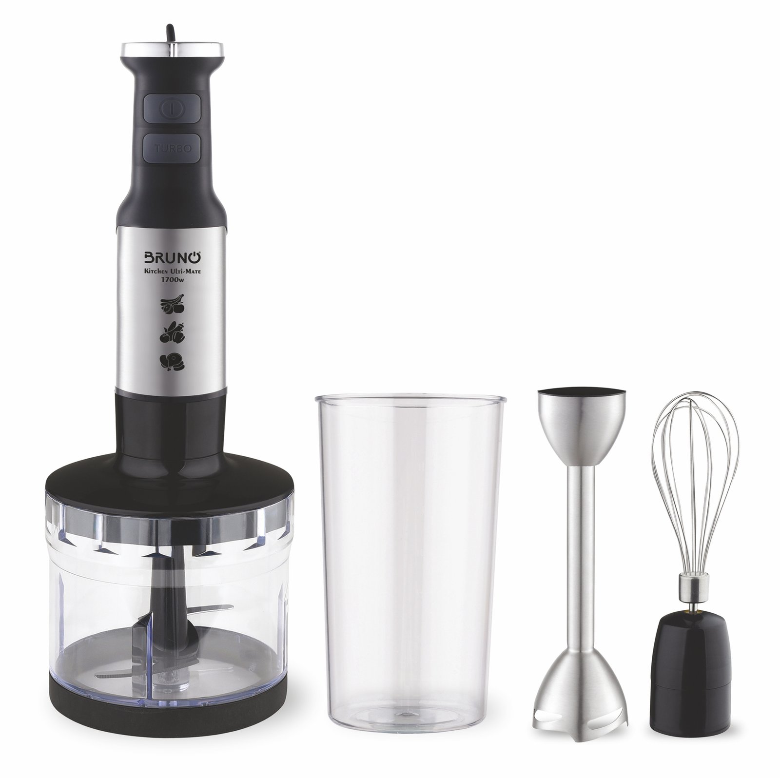 ravdomplenter, 1700W Set 3 se 1, rythmizomeni tachytita, 4 lepides, inox-mayro Ravdomplenter 1
