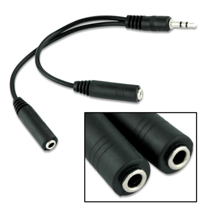 POWERTECH καλώδιο 3.5mm αρσενικό σε 2x 3.5mm θηλυκό  0.2m, μαύρο 535