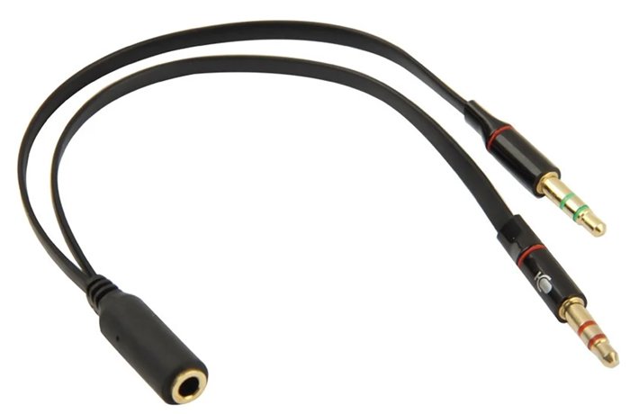 POWERTECH καλώδιο 2x 3.5mm σε 3.5mm θηλυκό , 0.2m, μαύρο 2114