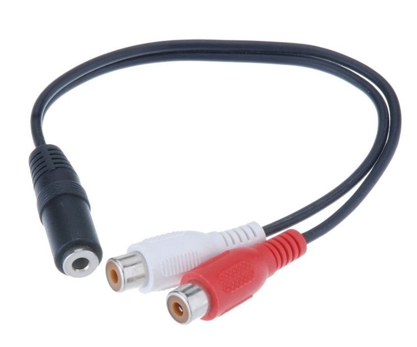 POWERTECH καλώδιο 3.5mm θηλυκό σε 2x RCA θηλυκό  0.20m, μαύρο 559