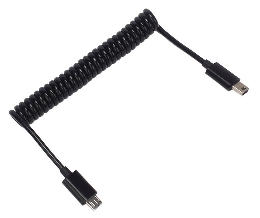 POWERTECH καλώδιο Micro USB σε USB Mini , σπιράλ, 1m, μαύρο 1368