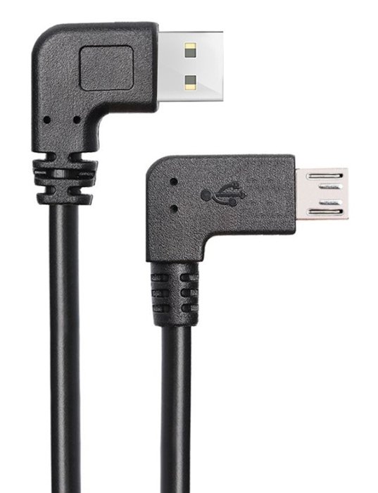 POWERTECH καλώδιο USB σε USB Micro , 90°, Easy USB, 0.5m, μαύρο 1931