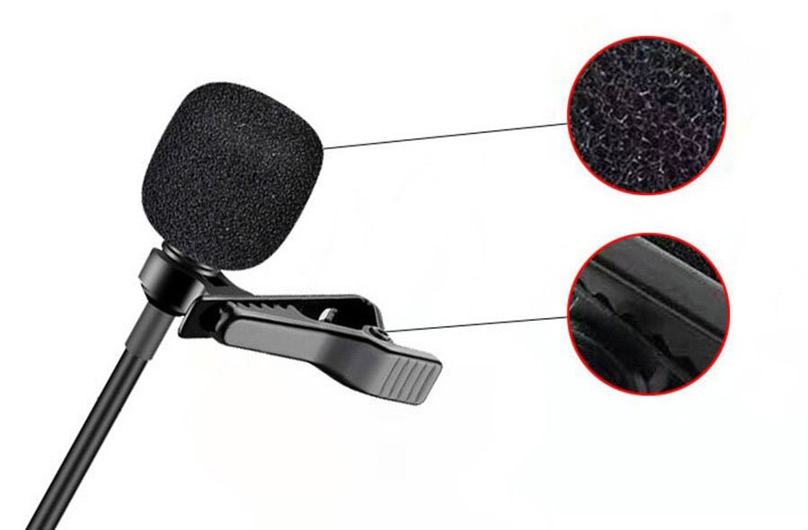 mikrofono me ensomatomeno clip-on, USB-C, 1.5m mayro 1619 Mikrofono 2