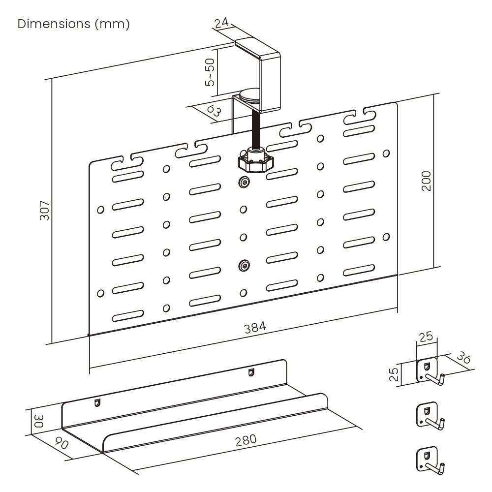 cable management grafeioy, metalliko, 384x63x307mm, mayro Cable Management 9