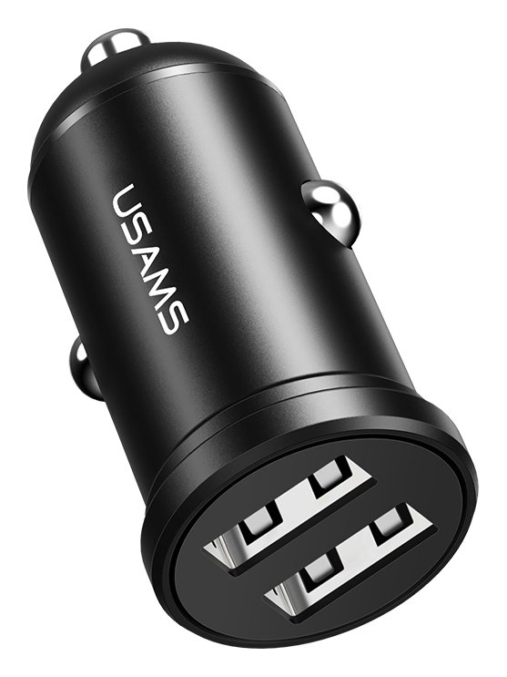 USAMS φορτιστής αυτοκινήτου 20, 2x USB, 2.4A, μαύρος 2148