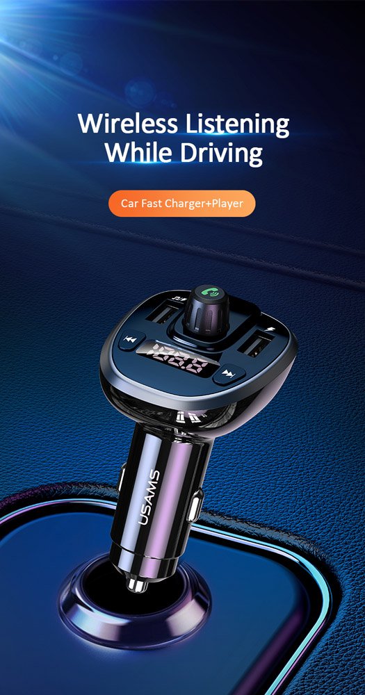 USAMS FM transmitter με οθόνη US-, 2x USB, SD card, 3.4A, μαύρο 1969 - Image 3