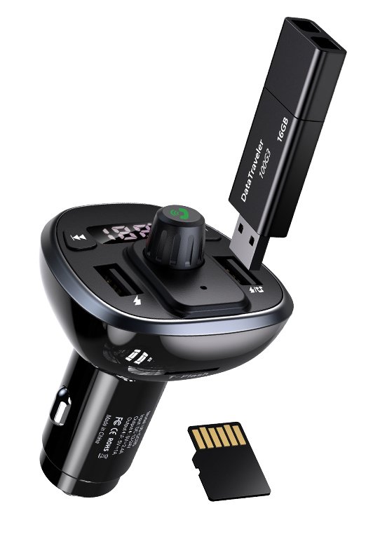 USAMS FM transmitter με οθόνη US-, 2x USB, SD card, 3.4A, μαύρο 1969 - Image 2