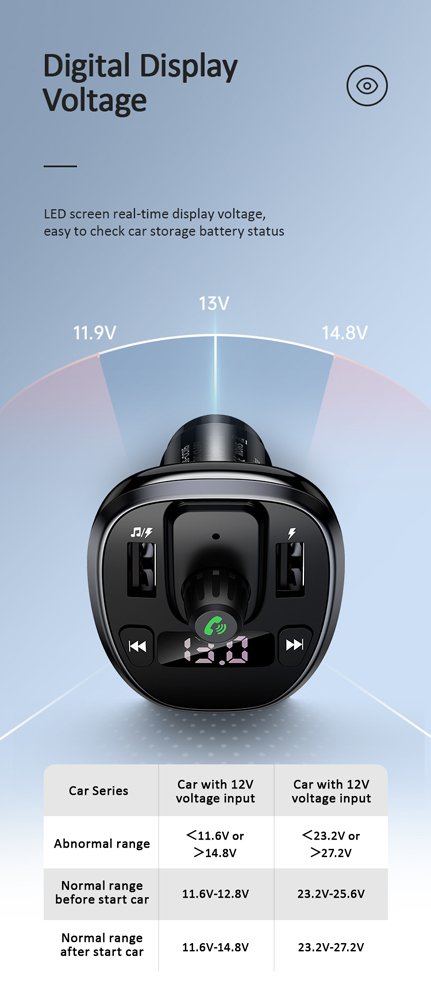 USAMS FM transmitter με οθόνη US-, 2x USB, SD card, 3.4A, μαύρο 1969 - Image 8