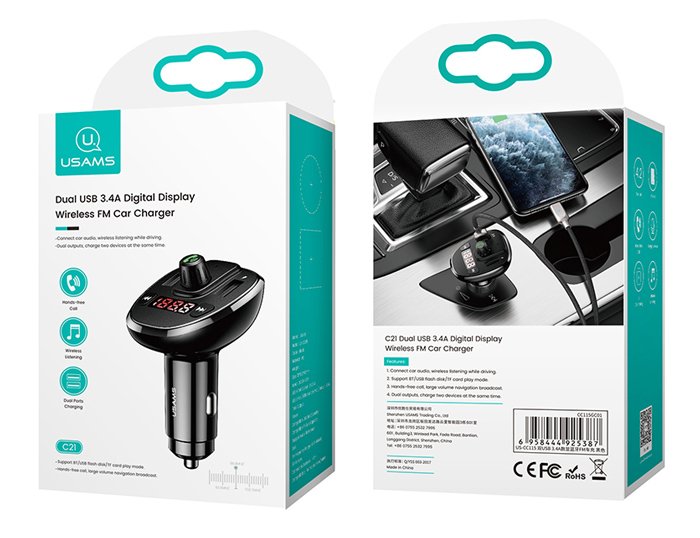 USAMS FM transmitter με οθόνη US-, 2x USB, SD card, 3.4A, μαύρο 1969 - Image 10