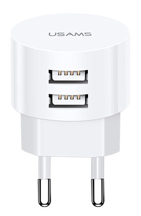 USAMS φορτιστής τοίχου T20, 2x USB, 2.1A, λευκός 1496