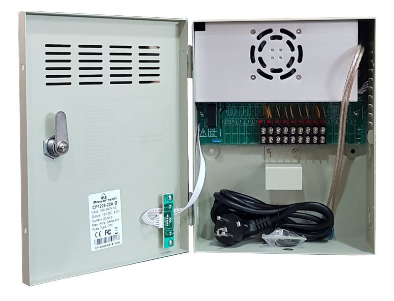 POWERTECH τροφοδοτικό  για CCTV-Alarm, DC12V 20A, 9 κανάλια 1089