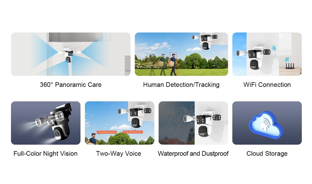 smart kamera CS621FR, four-lens, 2MP, WiFi, SD, PTZ, IP66 outdoor