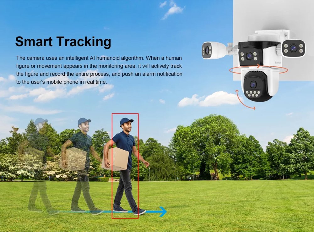 smart kamera CS621FR, four-lens, 2MP, WiFi, SD, PTZ, IP66 outdoor