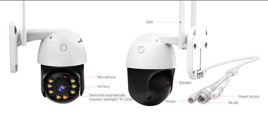 smart IP kamera, adiavrochi IP66, 3MP, WiFi, cloud/micro SD 2877 outdoor