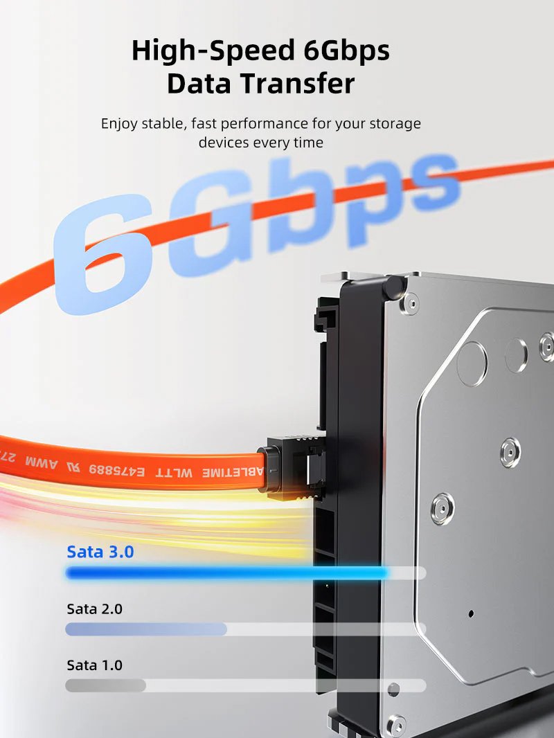 kalodio SATA III, goniako, 6Gbps, 0.50m, portokali 0.50m